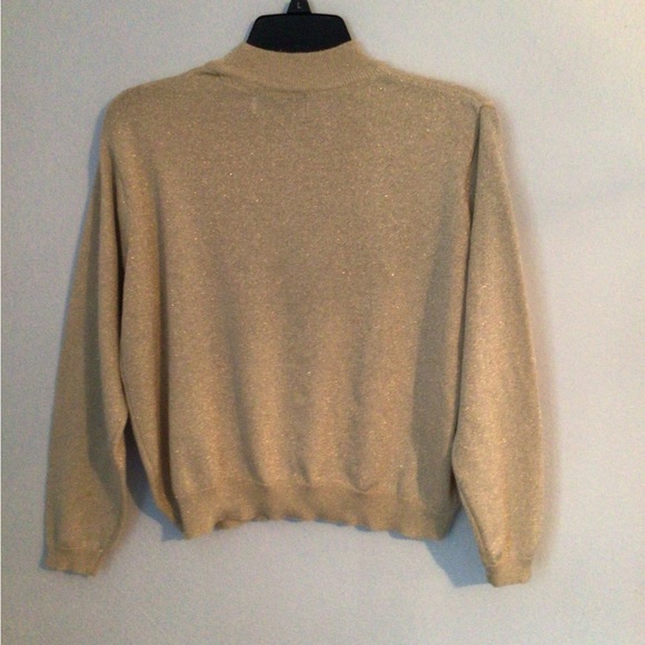 Baxter Wells. Woman’s Shiny Gold Sweater. Size PL. - Picture 2 of 3